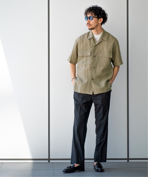 EDIFICE（エディフィス）の「LA BOUCLE / ラブ―クル ラミーWポケットオープンカラーSSシャツ（シャツ/ブラウス・メンズ・ベージュ/サックスブルー/ブラック・46/48/44）」の5枚目の写真