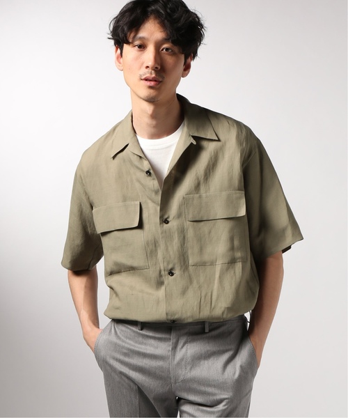 EDIFICE（エディフィス）の「LA BOUCLE / ラブ―クル ラミーWポケットオープンカラーSSシャツ（シャツ/ブラウス・メンズ・ベージュ/サックスブルー/ブラック・46/48/44）」の14枚目の写真