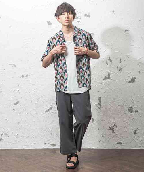 MinoriTY（マイノリティ）の「総柄オープンカラーシャツ 開襟シャツ（シャツ/ブラウス・メンズ・レッド/イエロー/ブルー/ストライプ・L/M）」の14枚目の写真