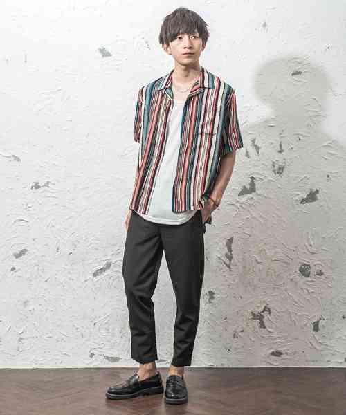 MinoriTY（マイノリティ）の「総柄オープンカラーシャツ 開襟シャツ（シャツ/ブラウス・メンズ・レッド/イエロー/ブルー/ストライプ・L/M）」の10枚目の写真