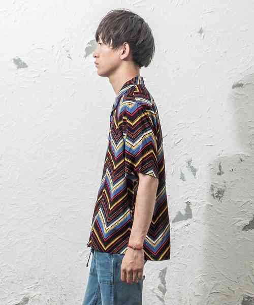 MinoriTY（マイノリティ）の「総柄オープンカラーシャツ 開襟シャツ（シャツ/ブラウス・メンズ・レッド/イエロー/ブルー/ストライプ・L/M）」の18枚目の写真