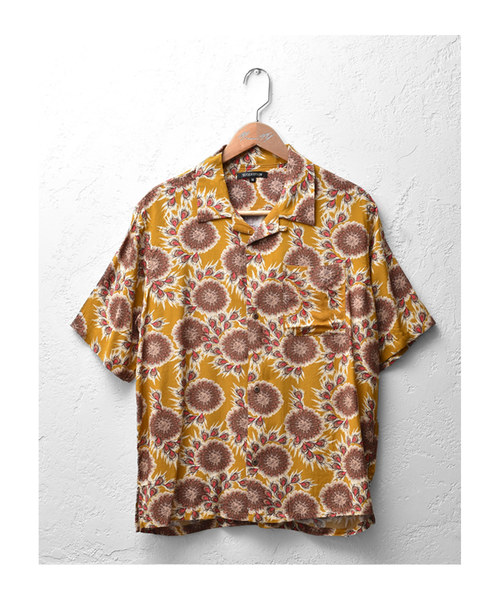 MinoriTY（マイノリティ）の「総柄オープンカラーシャツ 開襟シャツ（シャツ/ブラウス・メンズ・レッド/イエロー/ブルー/ストライプ・L/M）」の9枚目の写真