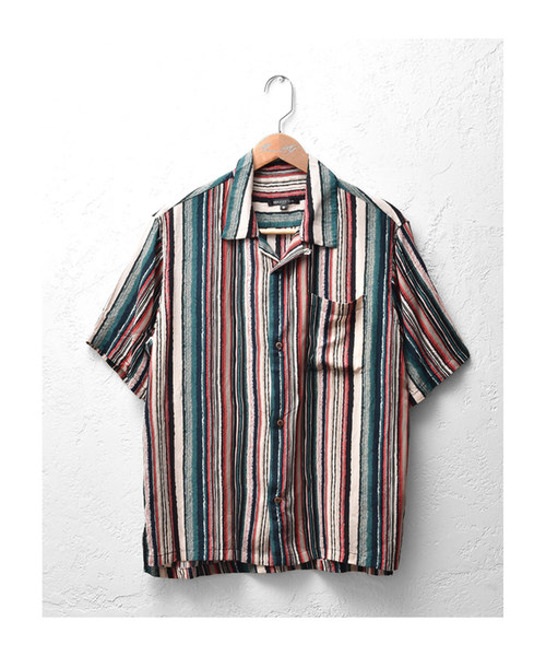 MinoriTY（マイノリティ）の「総柄オープンカラーシャツ 開襟シャツ（シャツ/ブラウス・メンズ・レッド/イエロー/ブルー/ストライプ・L/M）」の13枚目の写真