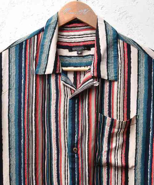 MinoriTY（マイノリティ）の「総柄オープンカラーシャツ 開襟シャツ（シャツ/ブラウス・メンズ・レッド/イエロー/ブルー/ストライプ・L/M）」の17枚目の写真