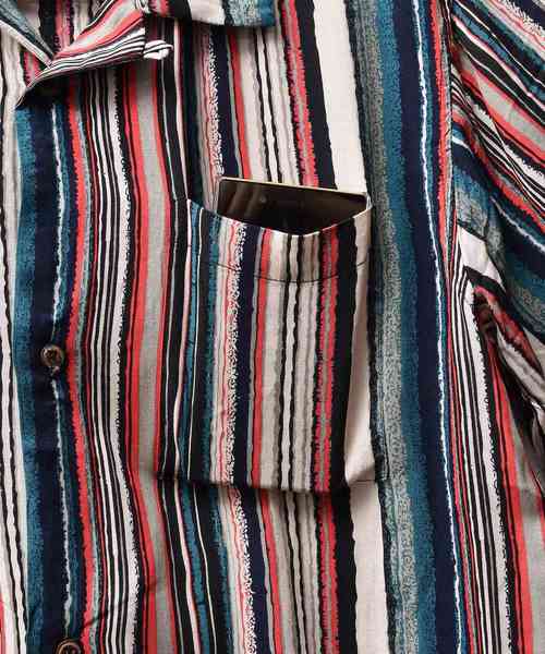 MinoriTY（マイノリティ）の「総柄オープンカラーシャツ 開襟シャツ（シャツ/ブラウス・メンズ・レッド/イエロー/ブルー/ストライプ・L/M）」の11枚目の写真