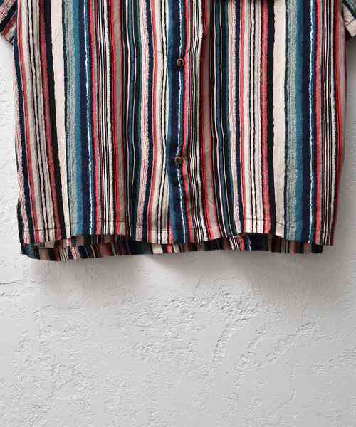 MinoriTY（マイノリティ）の「総柄オープンカラーシャツ 開襟シャツ（シャツ/ブラウス・メンズ・レッド/イエロー/ブルー/ストライプ・L/M）」の8枚目の写真