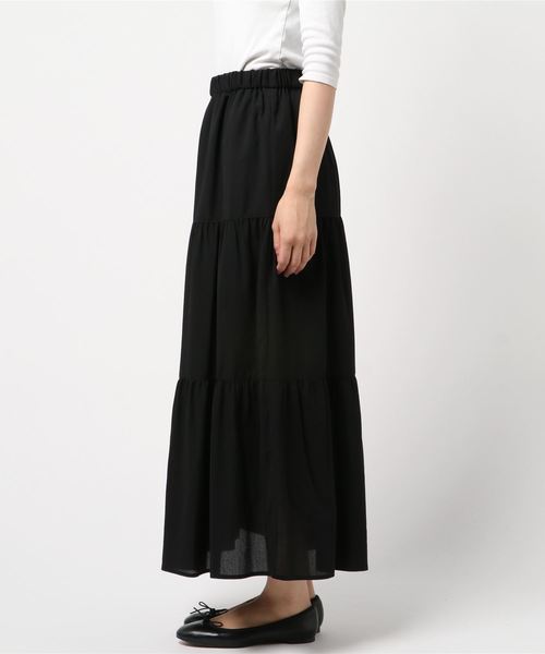 Petit Honfleur（プチオンフルール）の「ティアードスカート（スカート・レディース・ブラック/モカ/カーキ・M size/L size）」の4枚目の写真