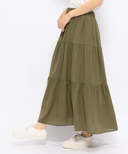 Petit Honfleur（プチオンフルール）の「ティアードスカート（スカート・レディース・ブラック/モカ/カーキ・M size/L size）」の3枚目の写真