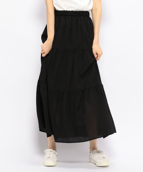 Petit Honfleur（プチオンフルール）の「ティアードスカート（スカート・レディース・ブラック/モカ/カーキ・M size/L size）」の2枚目の写真