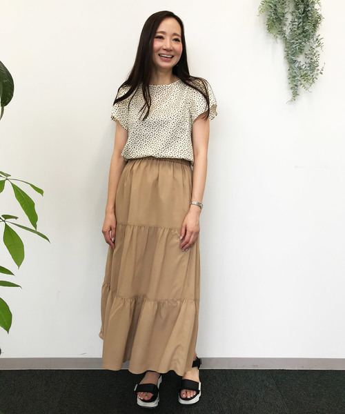 Petit Honfleur（プチオンフルール）の「ティアードスカート（スカート・レディース・ブラック/モカ/カーキ・M size/L size）」の12枚目の写真