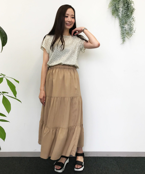 Petit Honfleur（プチオンフルール）の「ティアードスカート（スカート・レディース・ブラック/モカ/カーキ・M size/L size）」の13枚目の写真