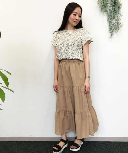 Petit Honfleur（プチオンフルール）の「ティアードスカート（スカート・レディース・ブラック/モカ/カーキ・M size/L size）」の14枚目の写真