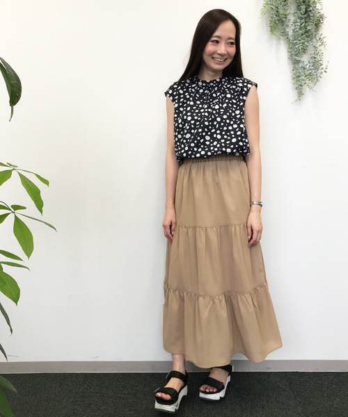 Petit Honfleur（プチオンフルール）の「ティアードスカート（スカート・レディース・ブラック/モカ/カーキ・M size/L size）」の15枚目の写真