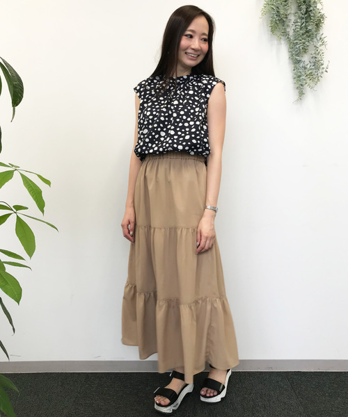 Petit Honfleur（プチオンフルール）の「ティアードスカート（スカート・レディース・ブラック/モカ/カーキ・M size/L size）」の16枚目の写真