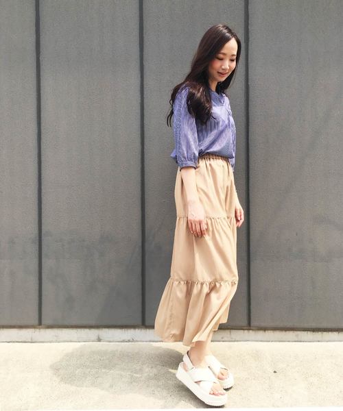 Petit Honfleur（プチオンフルール）の「ティアードスカート（スカート・レディース・ブラック/モカ/カーキ・M size/L size）」の21枚目の写真