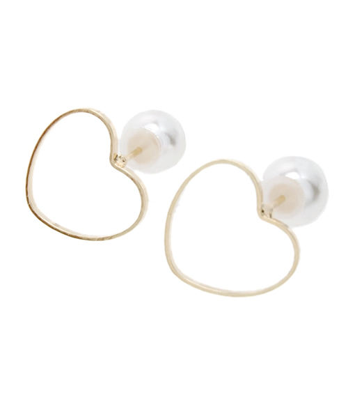 mystic（ミスティック）の「ハート2WAYパールピアス（ピアス（両耳用）・レディース・ゴールド・ﾌﾘ-）」の2枚目の写真