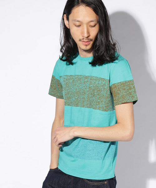 green label relaxing(グリーンレーベルリラクシング)の「BT BACK/PT BOR C/N S/S Tシャツ(Tシャツ/カットソー・メンズ・ホワイト/グレー/ケリー・SMALL/MEDIUM/LARGE/X-LARGE)」の1枚目の写真