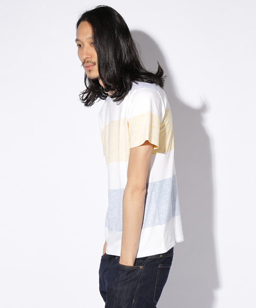 green label relaxing(グリーンレーベルリラクシング)の「BT BACK/PT BOR C/N S/S Tシャツ(Tシャツ/カットソー・メンズ・ホワイト/グレー/ケリー・SMALL/MEDIUM/LARGE/X-LARGE)」の4枚目の写真