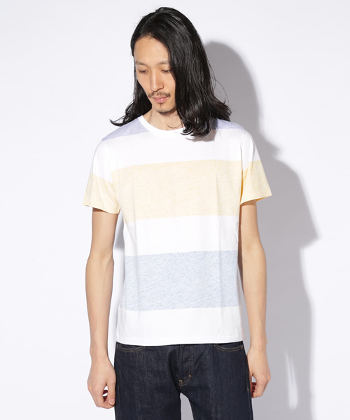 green label relaxing(グリーンレーベルリラクシング)の「BT BACK/PT BOR C/N S/S Tシャツ(Tシャツ/カットソー・メンズ・ホワイト/グレー/ケリー・SMALL/MEDIUM/LARGE/X-LARGE)」の6枚目の写真