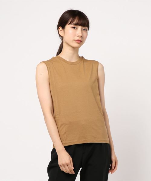 AMERICAN HOLIC(アメリカンホリック)の「クルーネックノースリーブカットプルオーバー*(Tシャツ/カットソー・レディース・ブラック/ネイビー/ピンク/イエロー/グリーン/アイボリー/ベージュ系その他/キャメル/ライトピンク・M/L)」の7枚目の写真