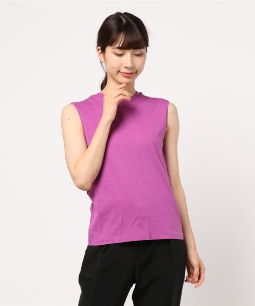 AMERICAN HOLIC(アメリカンホリック)の「クルーネックノースリーブカットプルオーバー*(Tシャツ/カットソー・レディース・ブラック/ネイビー/ピンク/イエロー/グリーン/アイボリー/ベージュ系その他/キャメル/ライトピンク・M/L)」の8枚目の写真
