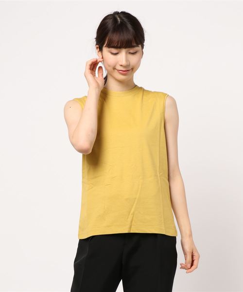 AMERICAN HOLIC(アメリカンホリック)の「クルーネックノースリーブカットプルオーバー*(Tシャツ/カットソー・レディース・ブラック/ネイビー/ピンク/イエロー/グリーン/アイボリー/ベージュ系その他/キャメル/ライトピンク・M/L)」の6枚目の写真