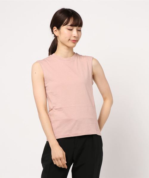 AMERICAN HOLIC(アメリカンホリック)の「クルーネックノースリーブカットプルオーバー*(Tシャツ/カットソー・レディース・ブラック/ネイビー/ピンク/イエロー/グリーン/アイボリー/ベージュ系その他/キャメル/ライトピンク・M/L)」の11枚目の写真