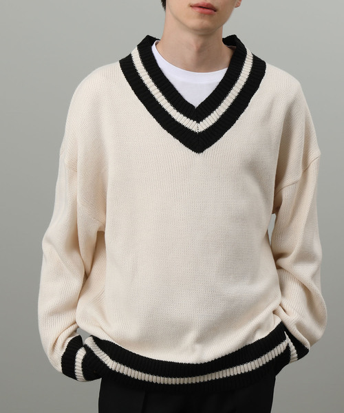 JUNRED（ジュンレッド）の「【WEB別注】天竺編みビッグチルデンニット（ニット/セーター・メンズ・ホワイト/ブラック・LL/M/L）」の2枚目の写真