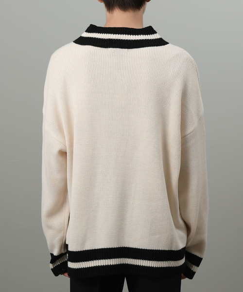 JUNRED（ジュンレッド）の「【WEB別注】天竺編みビッグチルデンニット（ニット/セーター・メンズ・ホワイト/ブラック・LL/M/L）」の4枚目の写真