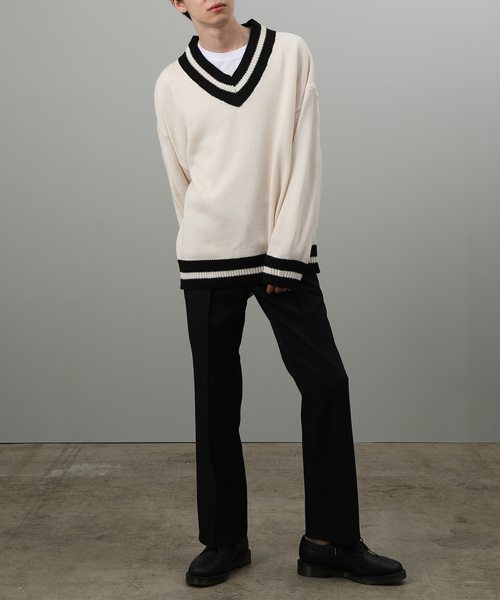 JUNRED（ジュンレッド）の「【WEB別注】天竺編みビッグチルデンニット（ニット/セーター・メンズ・ホワイト/ブラック・LL/M/L）」の3枚目の写真