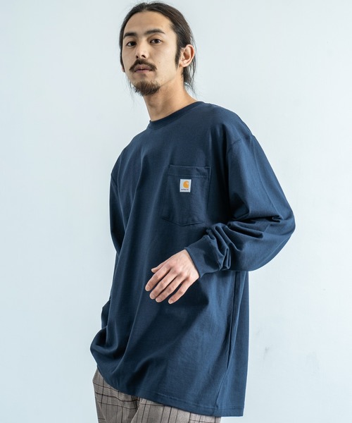 Carhartt（カーハート）の「CARHARTT カーハート Workwear Pocket Long Sleeve T-Shirt（Tシャツ/カットソー・メンズ・ダークグリーン/ダークブラウン/ダークオリーブ/ワイン/ネイビー/ブラック/ヘザーチャコール/グレー/グレイッシュブルー/ブルー・M/L/XL）」の7枚目の写真