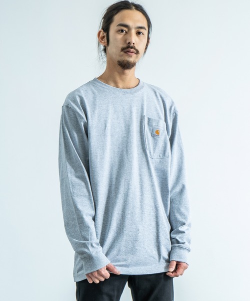 Carhartt（カーハート）の「CARHARTT カーハート Workwear Pocket Long Sleeve T-Shirt（Tシャツ/カットソー・メンズ・ダークグリーン/ダークブラウン/ダークオリーブ/ワイン/ネイビー/ブラック/ヘザーチャコール/グレー/グレイッシュブルー/ブルー・M/L/XL）」の3枚目の写真