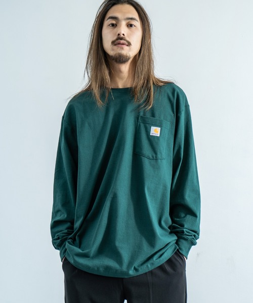 Carhartt（カーハート）の「CARHARTT カーハート Workwear Pocket Long Sleeve T-Shirt（Tシャツ/カットソー・メンズ・ダークグリーン/ダークブラウン/ダークオリーブ/ワイン/ネイビー/ブラック/ヘザーチャコール/グレー/グレイッシュブルー/ブルー・M/L/XL）」の5枚目の写真