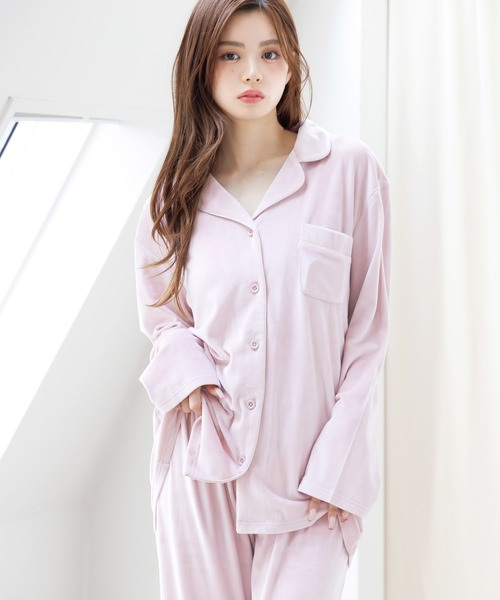 Dita（ディータ）の「パールシャギーシャツルームウェア（上下2点セット）パジャマ（ルームウェア/パジャマ・レディース・ブラック/グレー/ブラック系その他/グレー系その他/グリーン系その他/ブルー系その他/ネイビー/ピンク系その他/スモークピンク/モスグリーン/グレイッシュブルー/シャンパン/サンドグレー/ピンクベージュ/グリーン系その他2/ラベンダー/ピンク/ブラウン系その他/カーキ・FREE）」の15枚目の写真