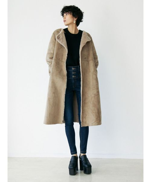 EMODA（エモダ）の「リバーロングコート（その他アウター・レディース・ブラック/ブラウン/ベージュ・FREE）」の13枚目の写真