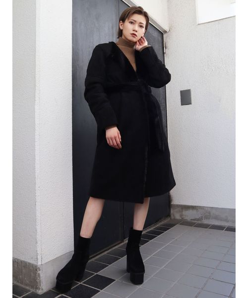 EMODA（エモダ）の「リバーロングコート（その他アウター・レディース・ブラック/ブラウン/ベージュ・FREE）」の14枚目の写真