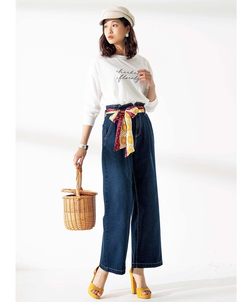 GeeRA(ジーラ)の「スカーフベルト付ストレートデニムパンツ(デニムパンツ・レディース・インディゴブルー/ブルー・MEDIUM/LARGE/XX-LARGE/X-LARGE)」の6枚目の写真