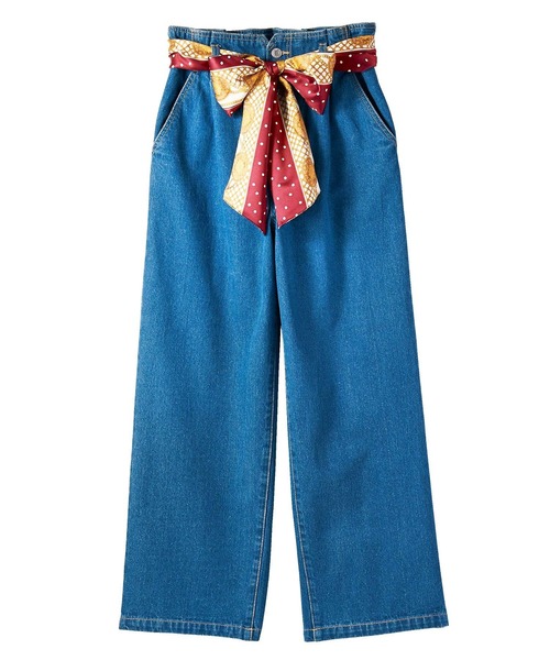 GeeRA(ジーラ)の「スカーフベルト付ストレートデニムパンツ(デニムパンツ・レディース・インディゴブルー/ブルー・MEDIUM/LARGE/XX-LARGE/X-LARGE)」の5枚目の写真