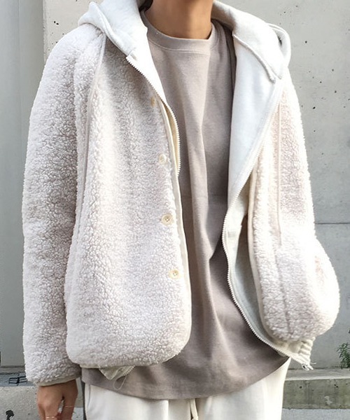 chuclla(チュクラ)の「【chuclla】ボアコート ブルゾン ジャケット chw923(ブルゾン・レディース・アイボリー/ブラウン・FREE)」の3枚目の写真