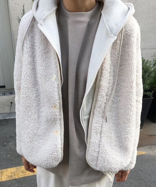 chuclla(チュクラ)の「【chuclla】ボアコート ブルゾン ジャケット chw923(ブルゾン・レディース・アイボリー/ブラウン・FREE)」の5枚目の写真