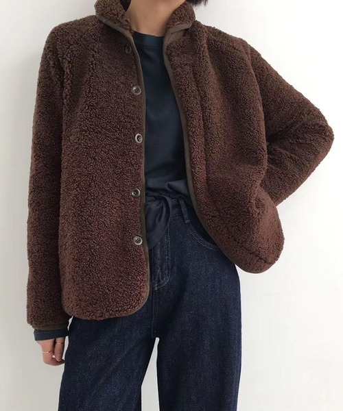 chuclla(チュクラ)の「【chuclla】ボアコート ブルゾン ジャケット chw923(ブルゾン・レディース・アイボリー/ブラウン・FREE)」の9枚目の写真
