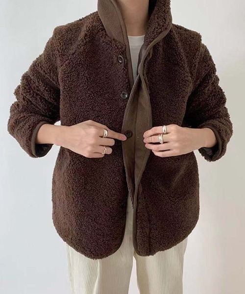 chuclla(チュクラ)の「【chuclla】ボアコート ブルゾン ジャケット chw923(ブルゾン・レディース・アイボリー/ブラウン・FREE)」の13枚目の写真