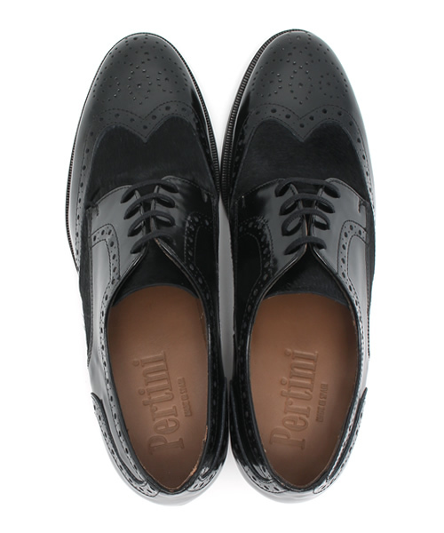pertini ペルティニ　レースアップ　ウイングチップ　革靴　23.5 ペルティニ Pertini レースアップマニッシュシューズ （ブラック
