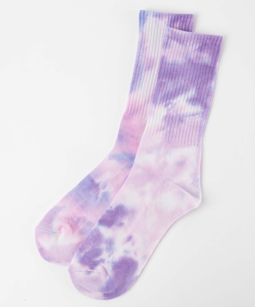 WEGO（ウィゴー）の「WEGO/タイダイ柄リブソックス（ソックス/靴下・レディース・ブラック/パープル/グリーン/ベージュ/ブルー・FREE）」の5枚目の写真