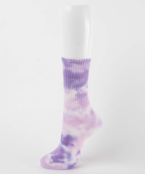 WEGO（ウィゴー）の「WEGO/タイダイ柄リブソックス（ソックス/靴下・レディース・ブラック/パープル/グリーン/ベージュ/ブルー・FREE）」の6枚目の写真