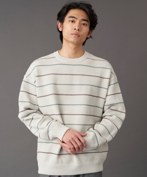 crepuscule(�N���v�X�L���[��)��crepuscule border moss stitch L/S sweat (2001-001)(�j�b�g/�Z�[�^�[)