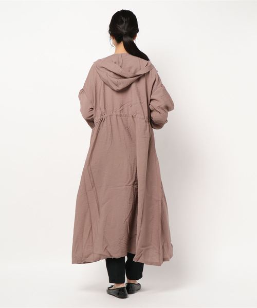 代引可 モッズコート ジャケット アウターガーゼファイユフーディーロングガウンコートライトアウター モッズコート