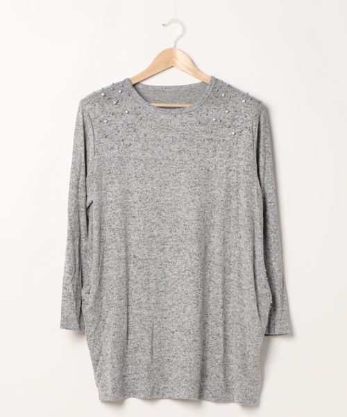 Bou Jeloud(ブージュルード)の「コクーンシルエット ビジューチュニック(Tシャツ/カットソー・レディース・グレー/レッド/ブラック/ネイビー・FREE)」の21枚目の写真