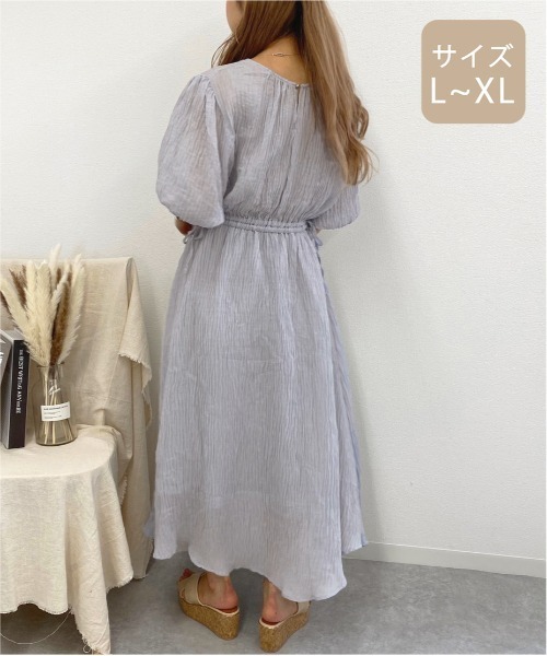 apres jour mignon(アプレジュールミニョン)の「【大きいサイズ】楊柳クロスワンピース【ZOZOTOWN限定アイテム】(ワンピース・レディース・ライトグレー/サックスブルー/ミント・X-LARGE)」の9枚目の写真