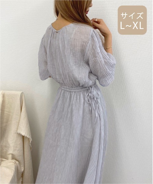 apres jour mignon(アプレジュールミニョン)の「【大きいサイズ】楊柳クロスワンピース【ZOZOTOWN限定アイテム】(ワンピース・レディース・ライトグレー/サックスブルー/ミント・X-LARGE)」の12枚目の写真